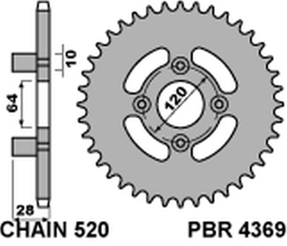 PBR rozeta 4369 41 C45 HONDA AX1 250 (00-05) (řetěz 520) (MADE IN ITALY)